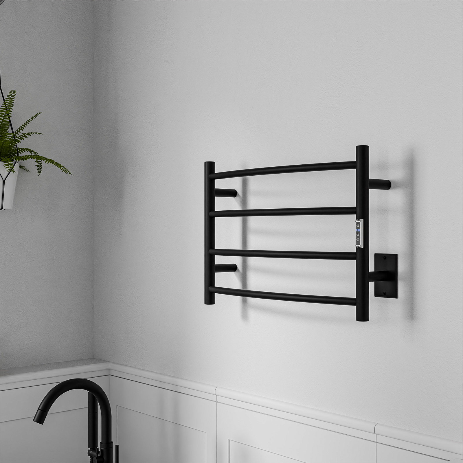 Glow Wall Mounted Electric Towel Warmer, Matte Black