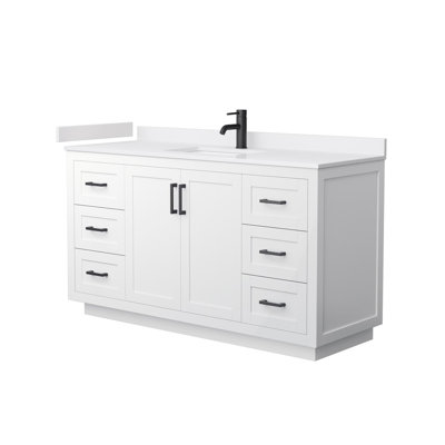 Meuble-lavabo simple autoportant de 60 po avec plateau en marbre Miranda