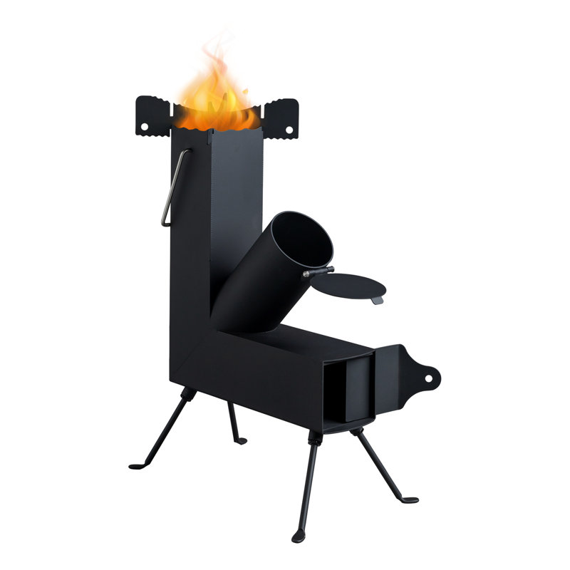 Keeley L-Shaped Steel Smokeless Chimnea, 22" H x 9.8" W x 17" D