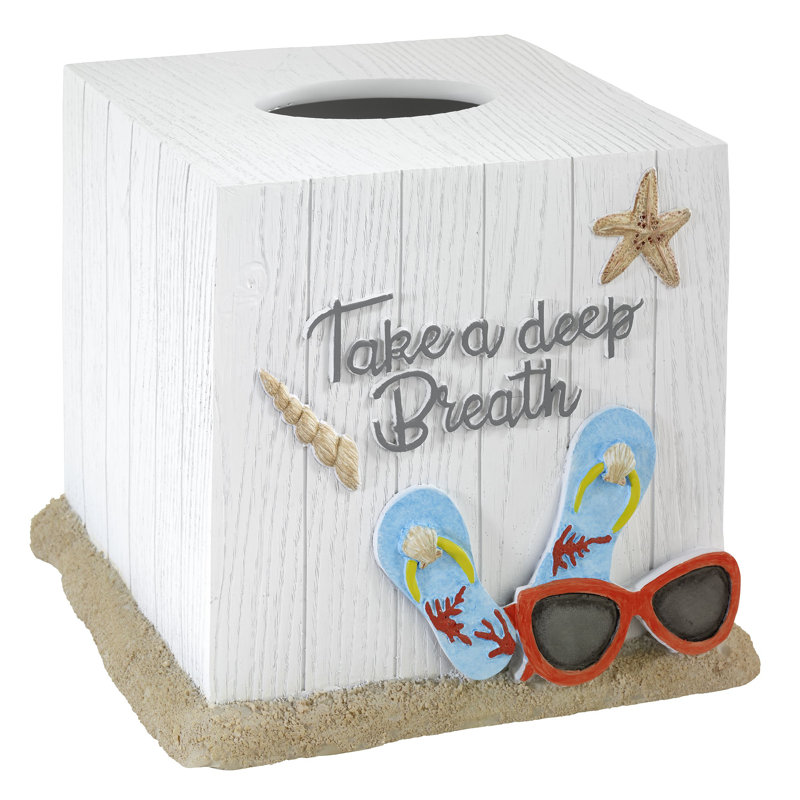 White and Sand Resin Beach Mode Tissue Box Cover