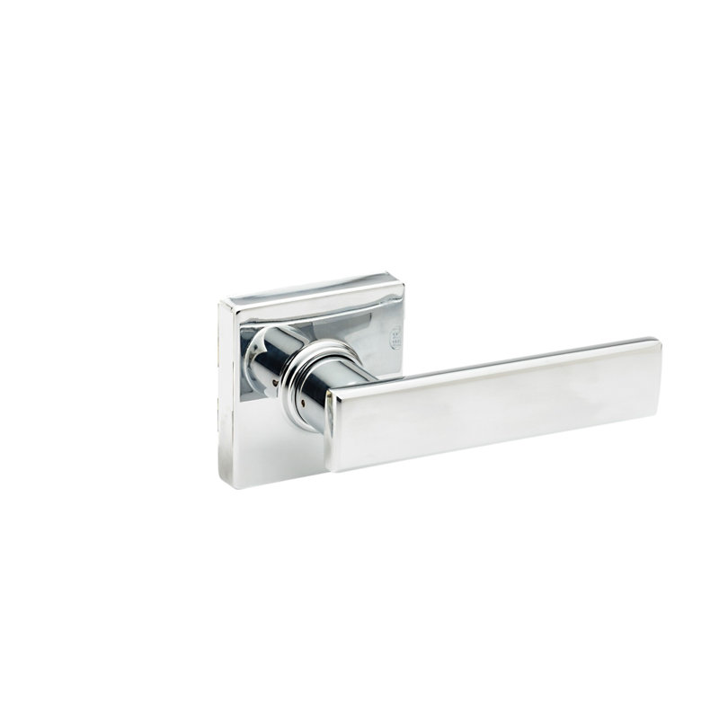 Double levier de porte résidentiel de style artisanal, Acier inoxydable poli