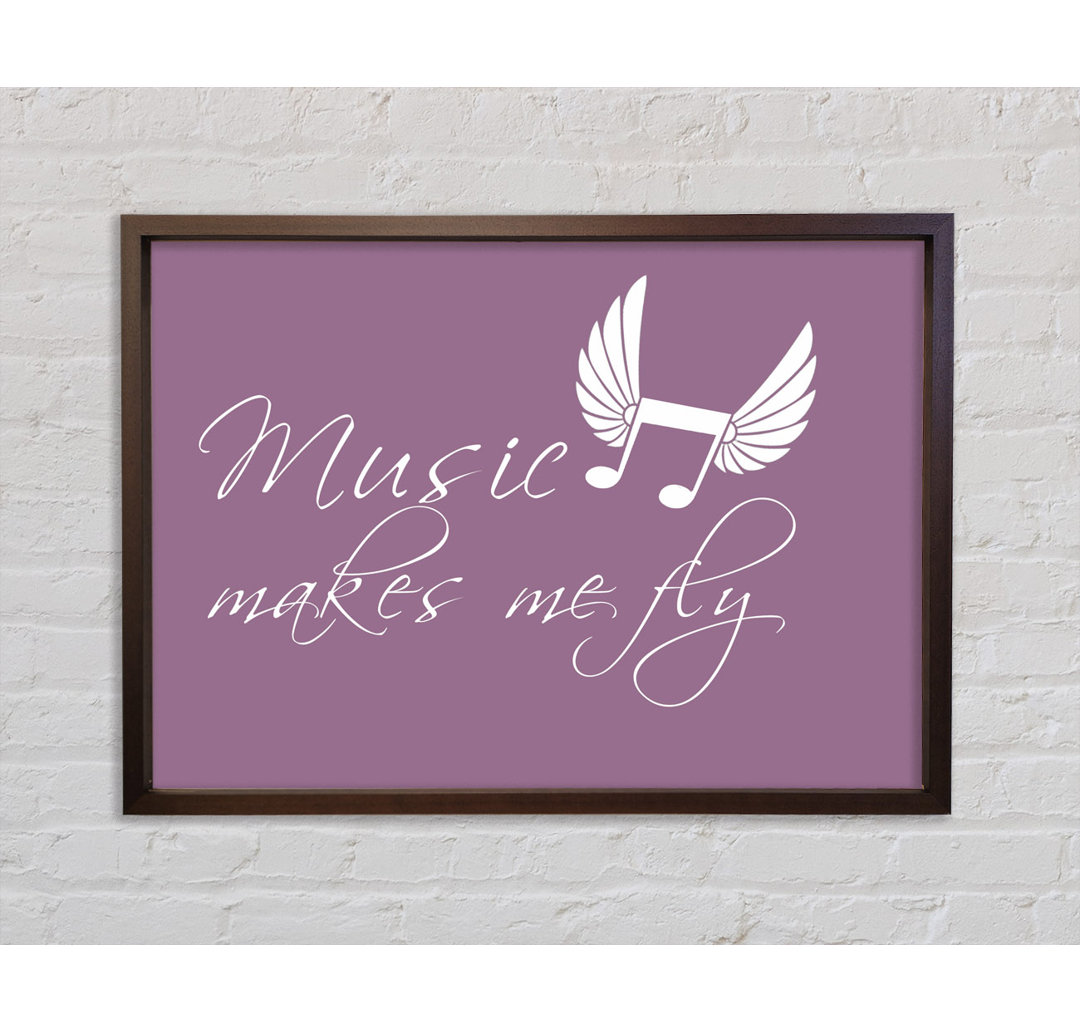 Music Makes Me Fly Dusty Pink - Einzelner Bilderrahmen Typografie auf Leinwand