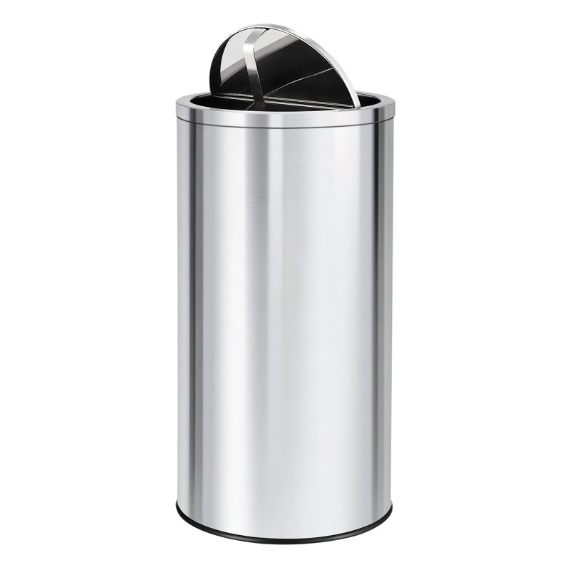 Poubelle en acier inoxydable 13 / 18,5 gallons avec couvercle, poubelle pivotante avec seau intérieur amovible, ronde