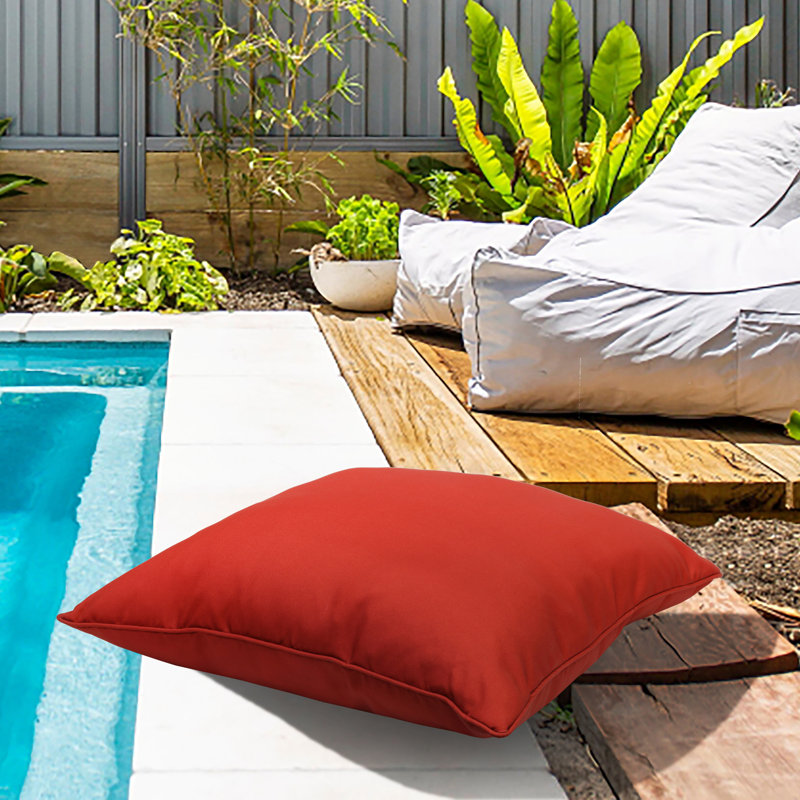 Outdoor Solid Pillow, Red, 24"H x 24"W