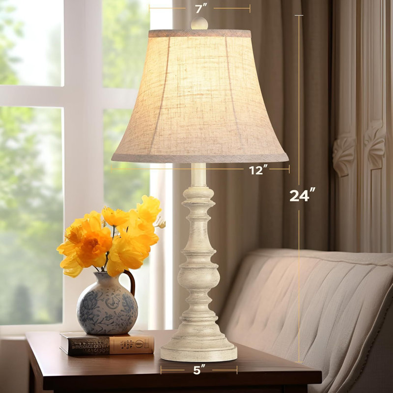 Traditional Table Lamp Set with LED Bulbs and Rotary Switch