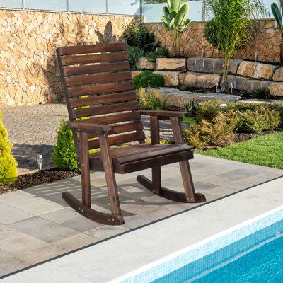 Fir Patio Wooden Rocking Chair by Highland Dunes
