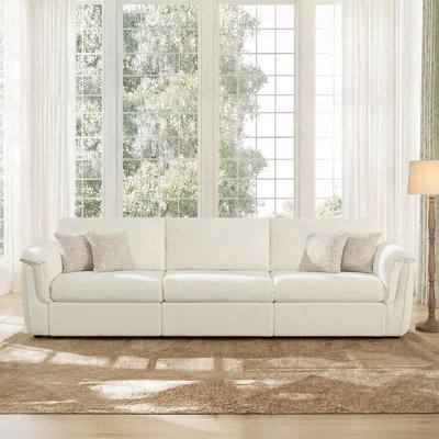 Elysion 122" W Modern Upholstered 3-Piece Sofa with Wide Arms & Deep Supportive Cushions
