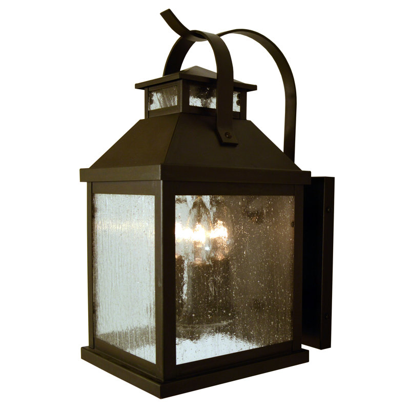 Lanterne murale d'extérieur 3 lumières Bungay, Étain, Verre puceux transparent
