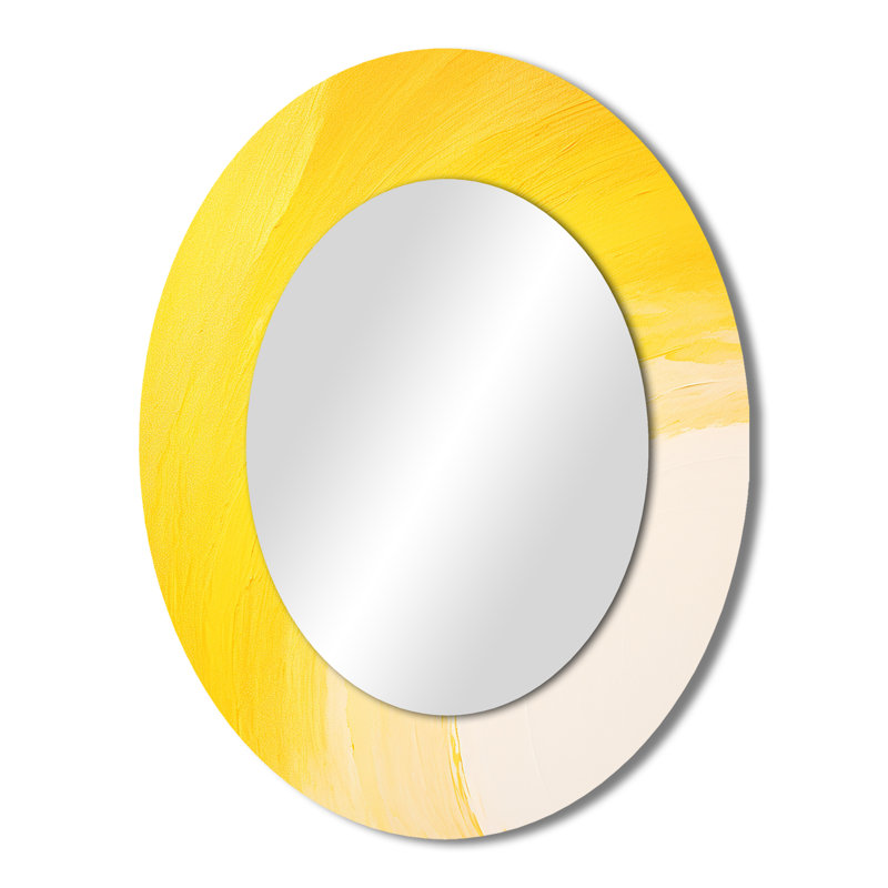 Yellow Chroma Curve - Miroir mural jaune traditionnel, H 43 po x l 33 po
