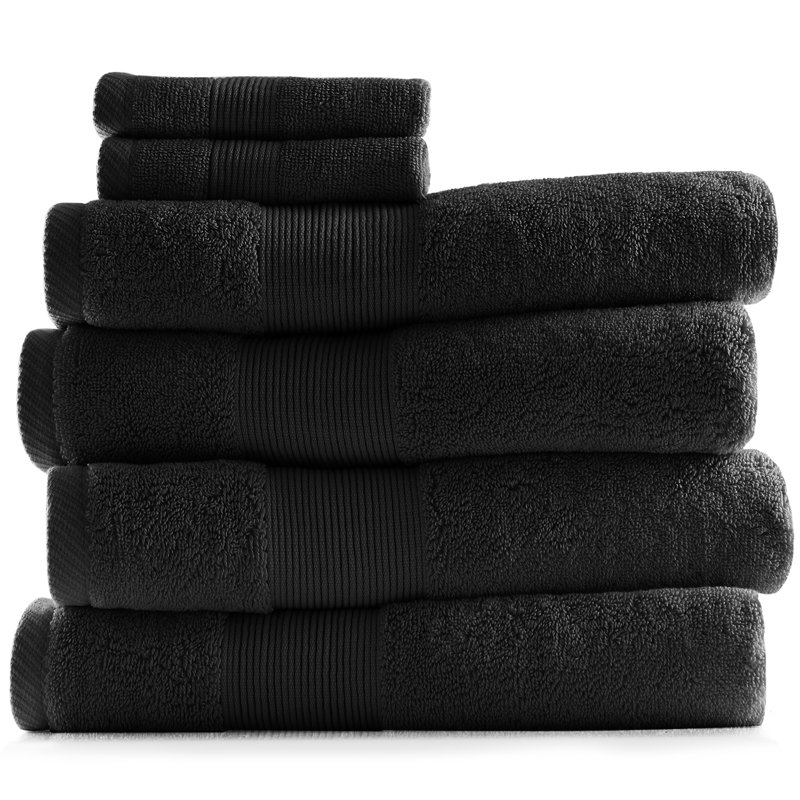 Danni-Leigh 6 Piece 100% Cotton Towel Set., Black, 4-pack Bath Set