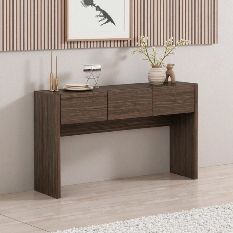 Console Linda avec 3 tiroirs et 60 meubles de rangement dans le salon, Brun