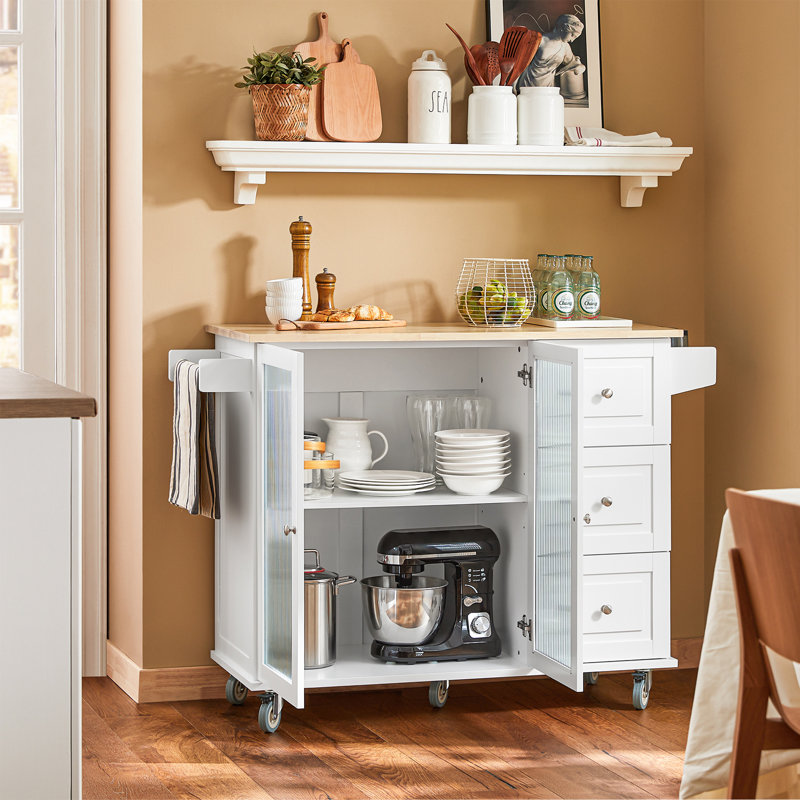 Rawson 120cm W Kitchen Island and with Locking Wheels