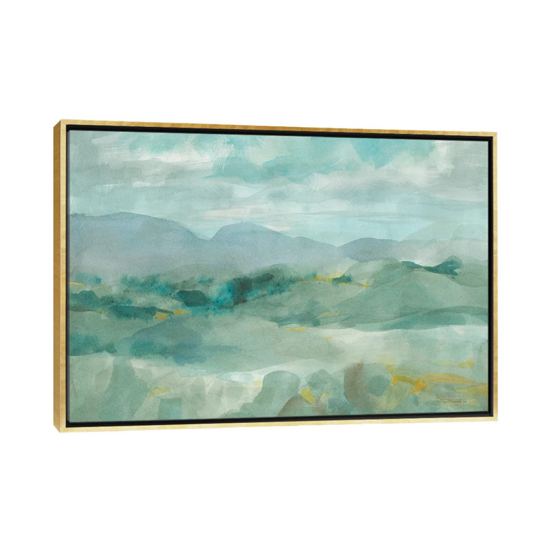 « Green Mountain View » par Danhui nai-impression, H 40 po x l 60 po x 1,5 po, Toile encadrée d'or, Pas de tapis