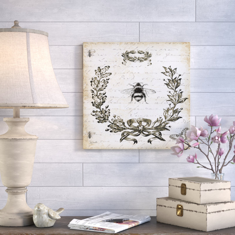 «French Laurel Wreath: Bumblebee» par Tre Sorelle Studios, reproduction d'art graphique sur toile, H 48 po x l 48 po