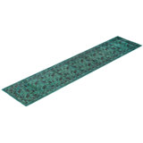 Overdyed One-of-a-Kind 2' 8" X 12' 1" Hand Knotted Area Rug