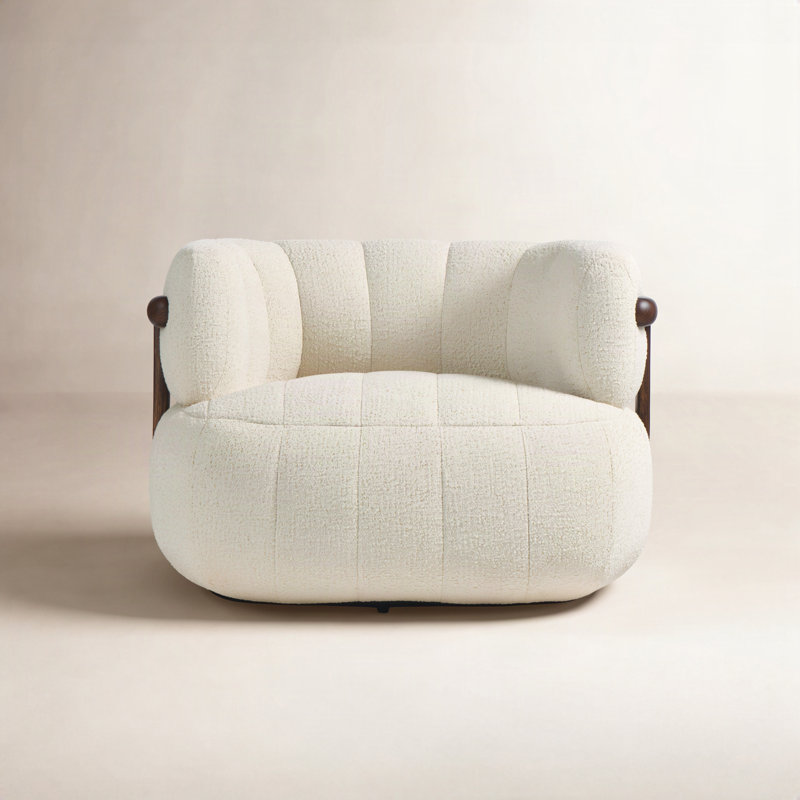 Doss Swivel Barrel Chair, Altro Snow Polyester Blend