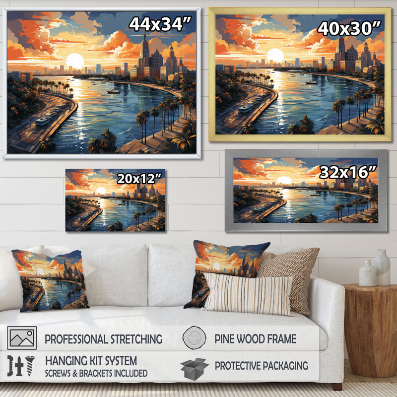Sunshines State Miami II, Cadre flottant noir, H 30 po x l 40 po x P 1,5 po