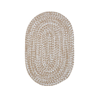 Chadnick Abstract Hand Crafted Machine Braided Polypropylene Plastic Indoor / Outdoor Area Rug in Beige/White