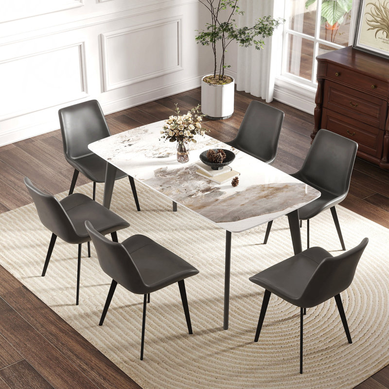 Table de salle à manger 62,99 po, Beige / Blanc