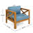 Ensemble de conversation de patio en bois d'acacia 3 pièces comprenant 2 chaises d'extérieur en forme de X avec coussin et dossier, 1 table de bout carrée-2030305496