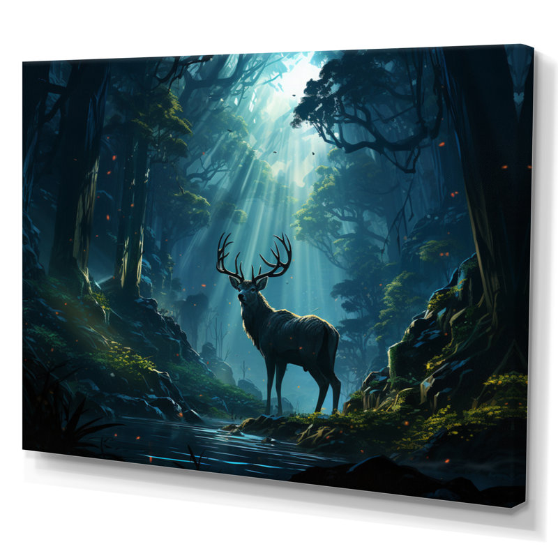 Deer Dancing Shadows - Animals Canvas Art Print, Toile tendue, H 30 po x l 40 po x P 1,5 po