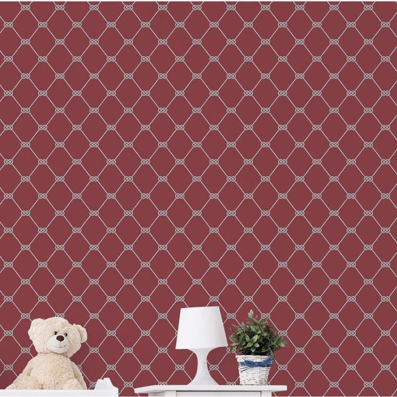 Nautical Theme 10m x 53cm Matte Wallpaper Roll, Red/White