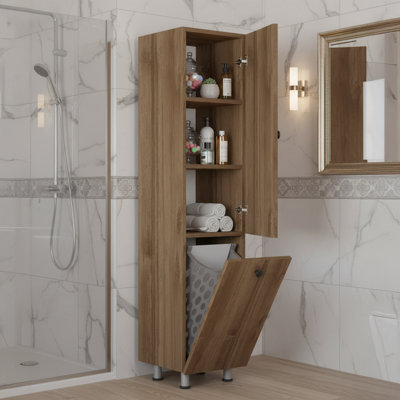 Safaree Freestanding Linen Cabinet With Tilt-Out Hamper