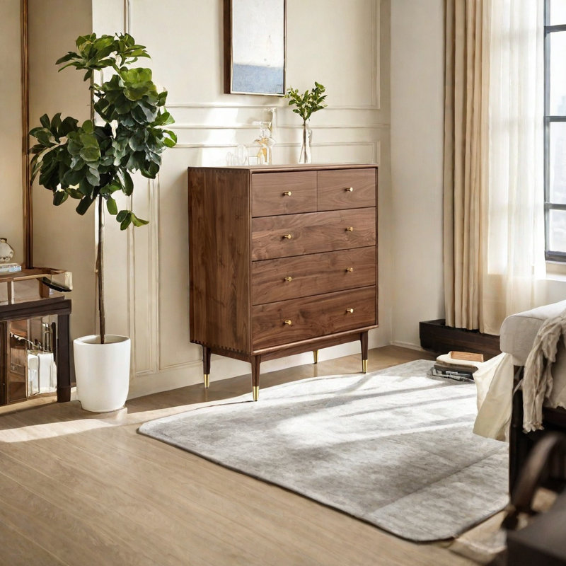 Bedroom Modern Black Walnut Entrance Cabinet Accent Chest