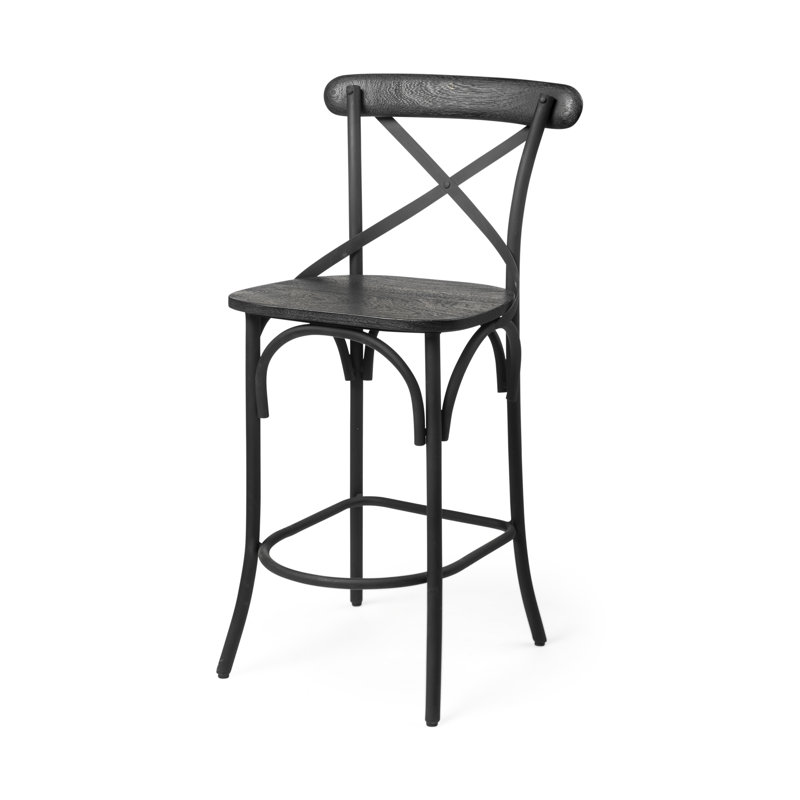Tabouret supplémentaire en bois massif Borough, Noir, Tabouret de comptoir (assise de 26,25 po de hauteu