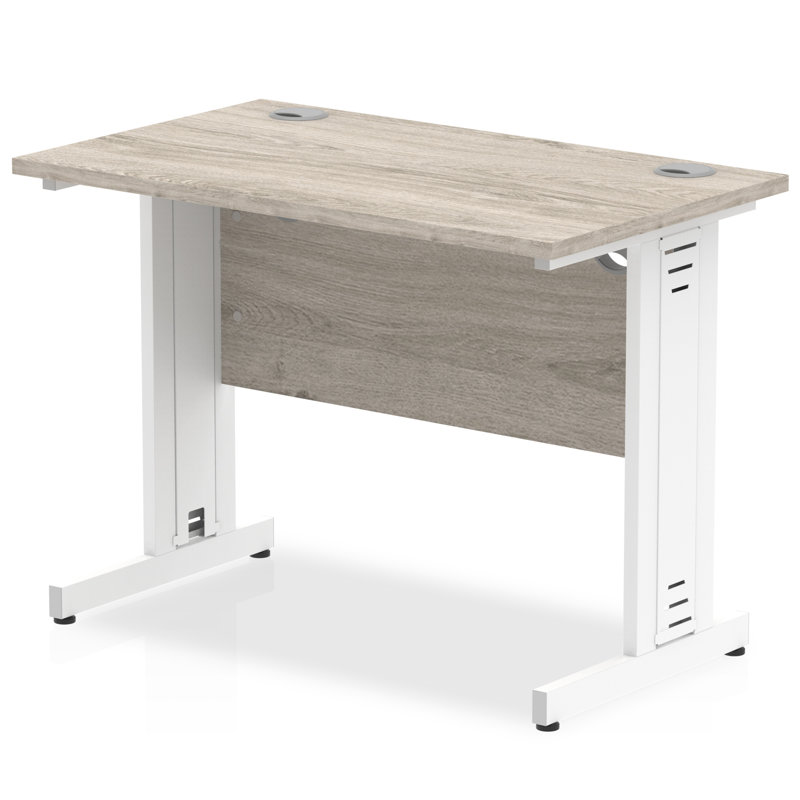 Guenievre Metal Base Office Desk, 73cm H x 100cm W x 60cm D, White