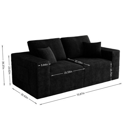 Abdou 70.8" Compression Loveseat, Corduroy Cloud Couch