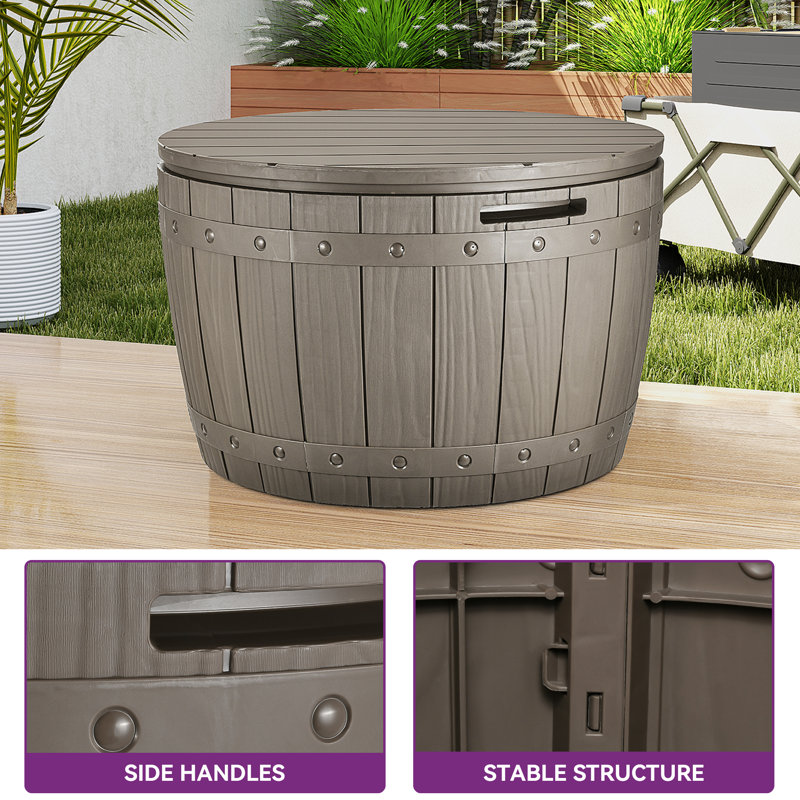 Boîte de rangement ronde 33 gallons, Brun pâle