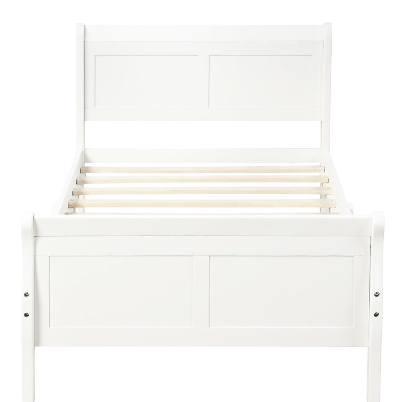 Twin Bed With Solid Wood Platform And Headboard/ In White - Build Headboard,