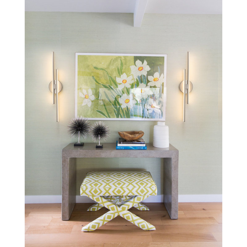 Mokas 2-light Led Wall Light, Brushed Nickel, 23.62" H x 4.72" W x 2.35" D