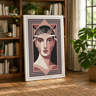 Stylized Geometric Portrait Art Deco 1 Piece Wrapped Canvas Wall Art