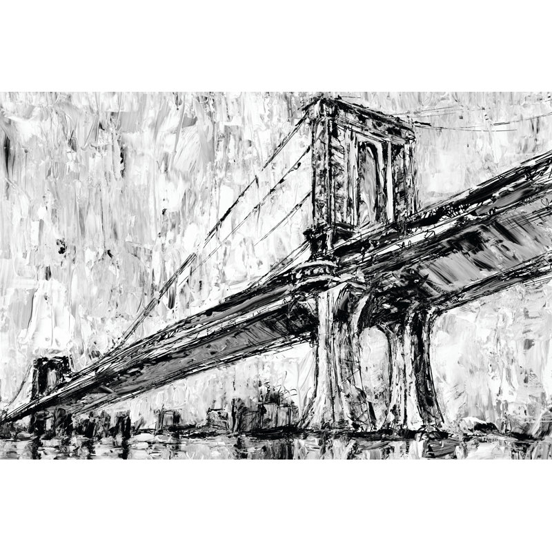 Iconic Suspension Bridge I 1 Piece Wrapped Canvas Wall Art, 61cm H x 91cm W x 3.8cm D