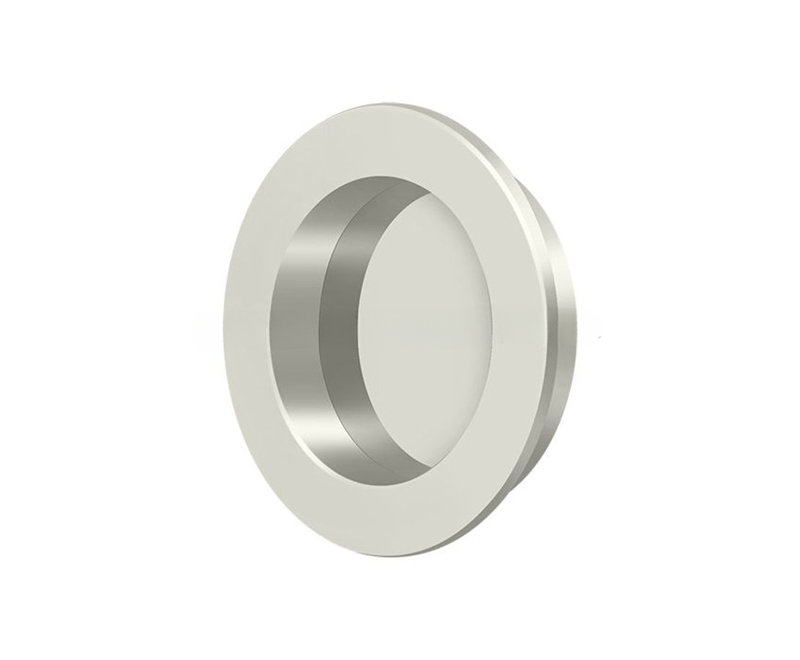 Deltana FP238U5 Flush Pull , Round, HD, 2-3/8", Solid Brass in Antique Brass, 2 3/8", Polished Nickel