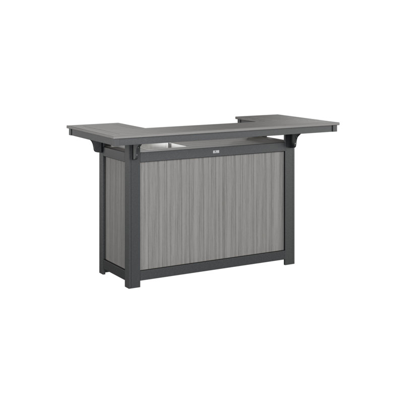 Outdoor Rectangle Bar Table, Driftwood Gray, Black
