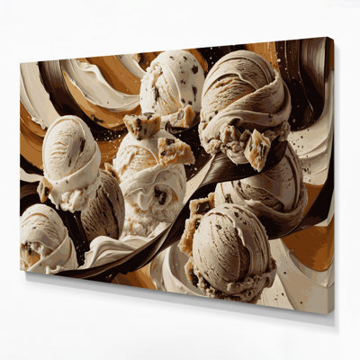 Desserts, pâte à biscuits, crème glacée, art mural sur toile beige