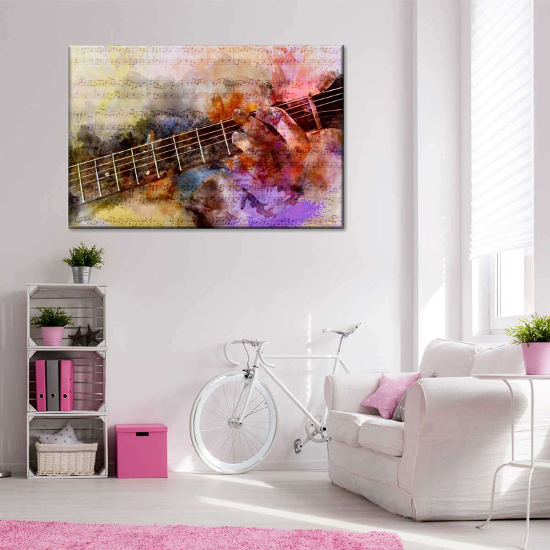 Guitare seule sur toile, H 8 po x l 12 po x P 1 po