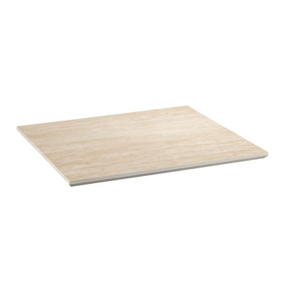 Plateau de table en pierre frittée beige avec veines naturelles, utilisation intérieure / extérieure