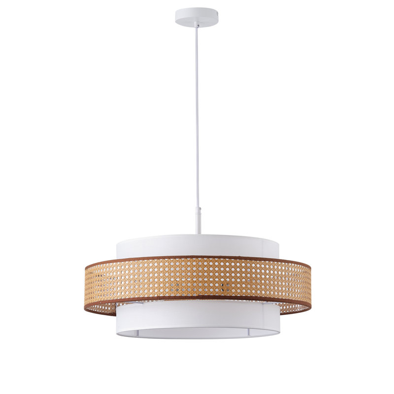 Luminaire suspendu en fer 4 lumières blanc brun réglable