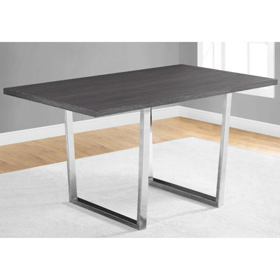 Table de salle à manger rectangulaire de 60 po en stratifié gris avec des pieds en métal, moderne pour la cuisine et la salle à manger