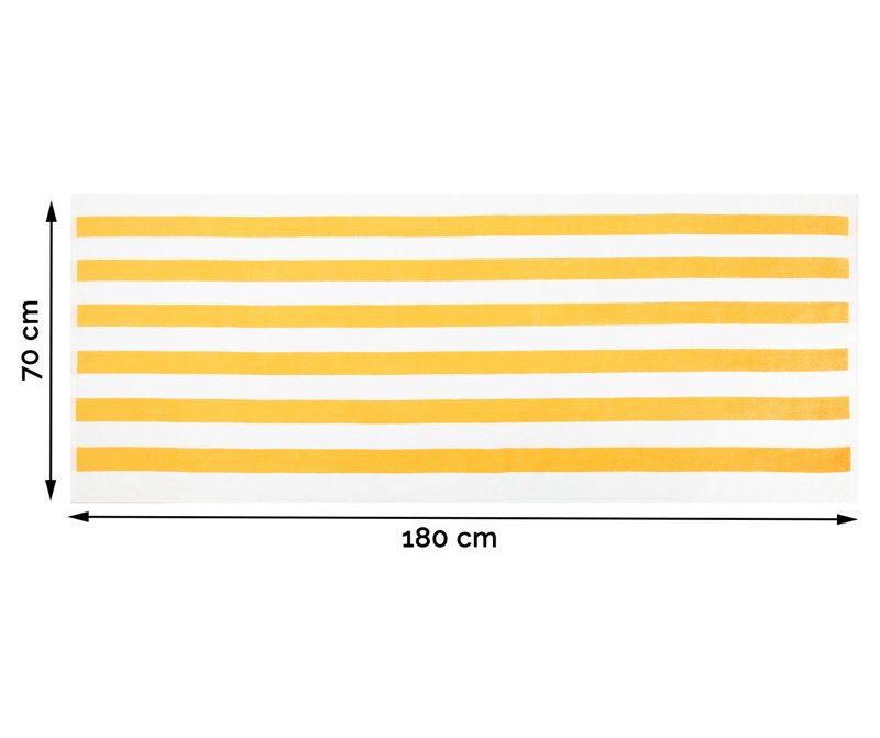 Midweight Beach Towel, Yellow/White