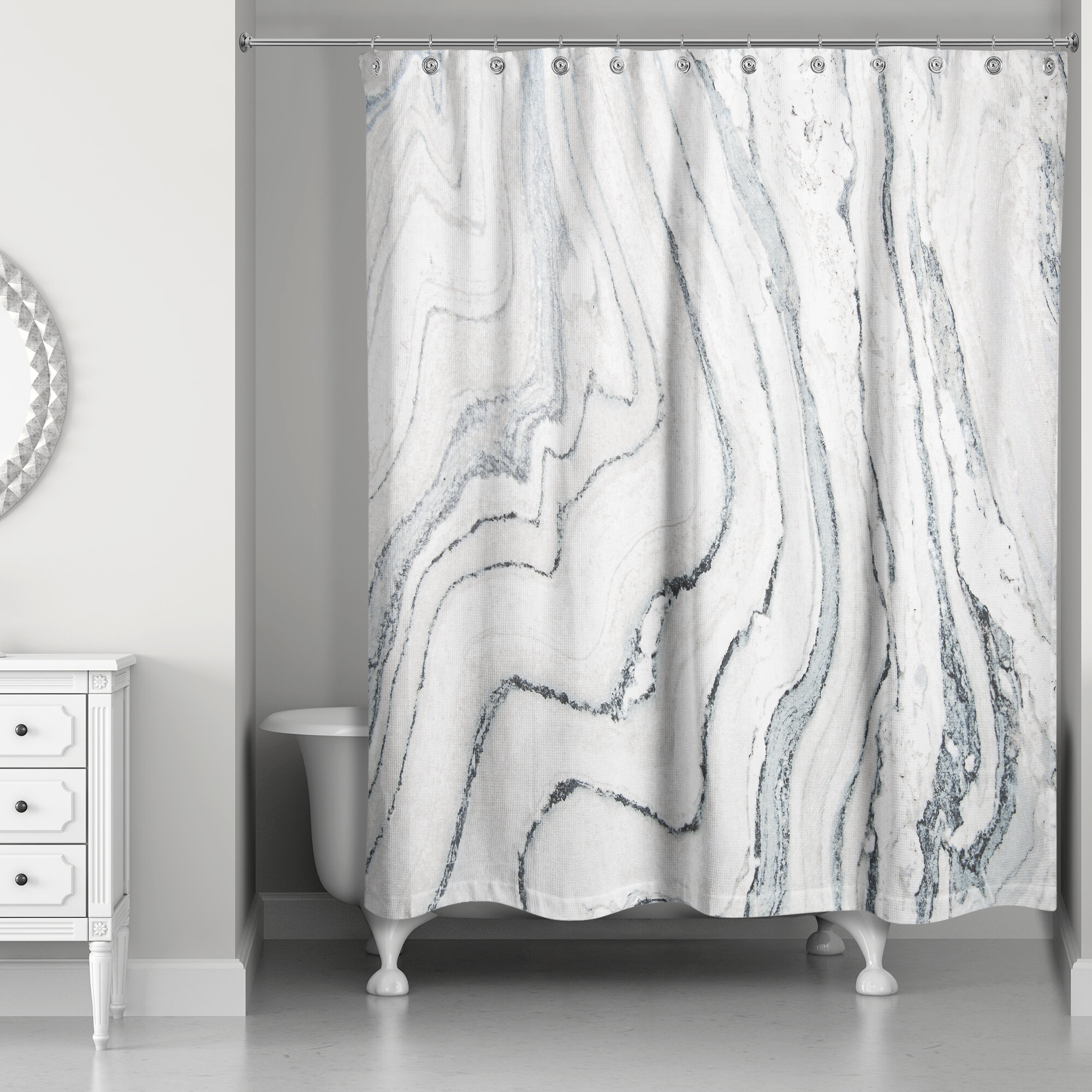 Everly Quinn Kensa Marble Single Shower Curtain & Reviews 