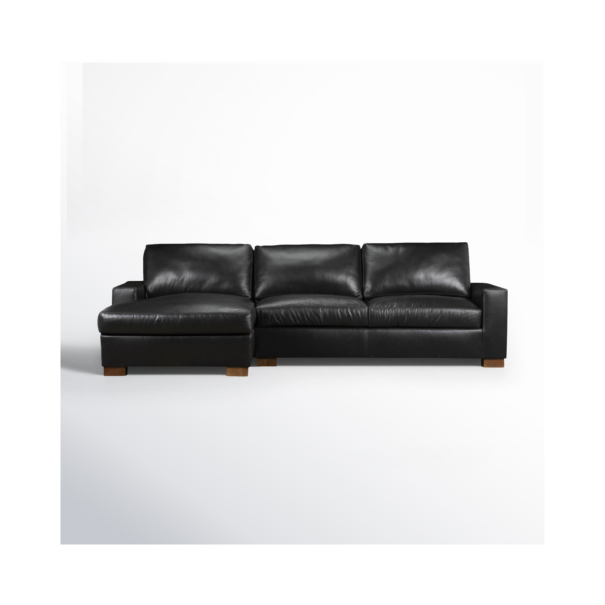 Jonie Genuine Leather 2-Piece Chaise Sectional, Left Hand Facing, Revelation Midnight Genuine Leather