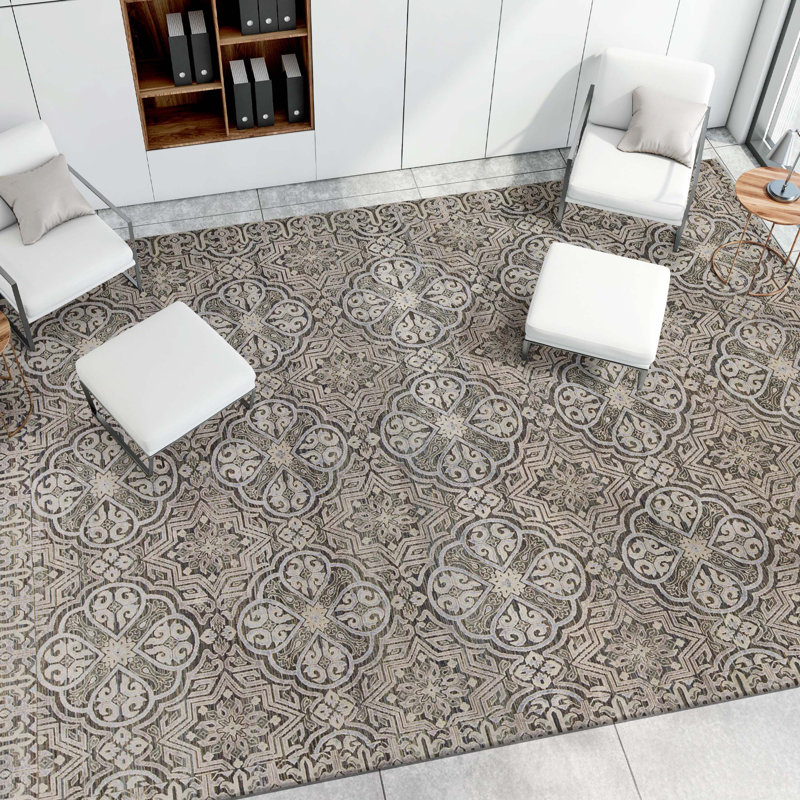 Geometric Area Rug in Charcoal