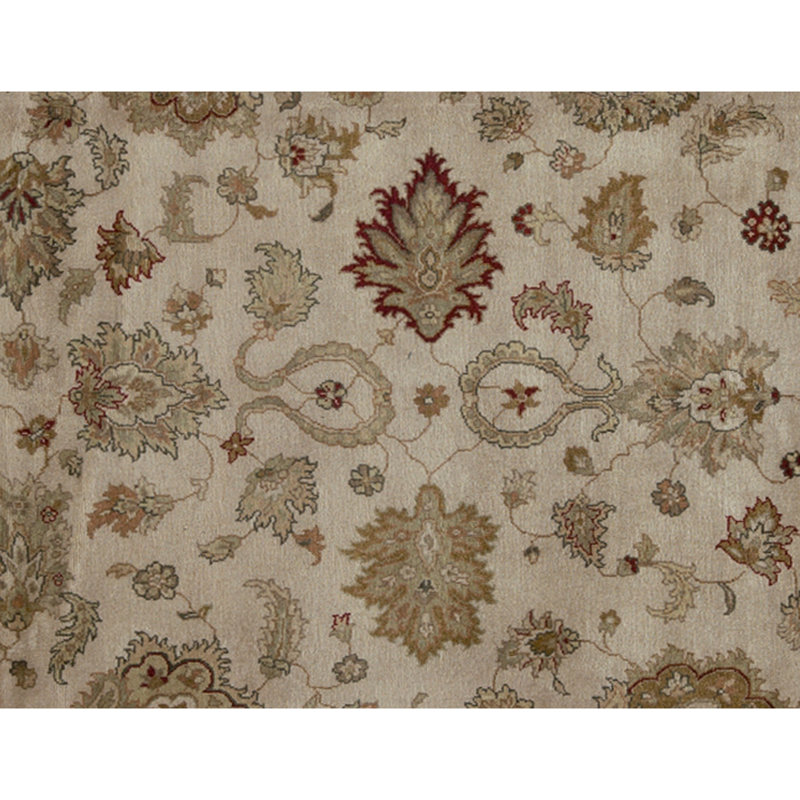 Tapis beige et vert noué à la main de haute qualité