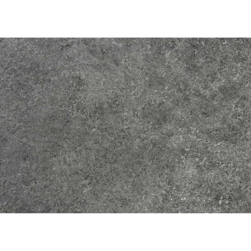 Table d'appoint avec base, plateau en stratifié gris et structure en métal noir, surface rectangulaire pour salon