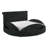 1pc Unique Round Plush Black Velvet Button-Tufted Detailing Storage Bed-979590756